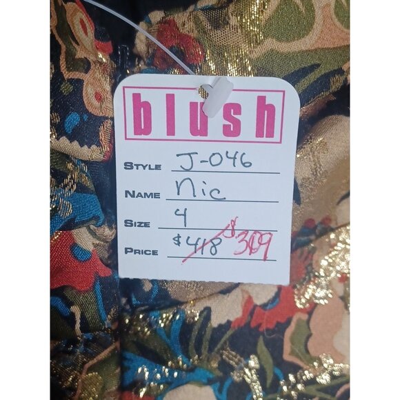 NWT Nicole Miller Sz 4 Floor Length Silk  Maxi Halter Metallic Floral Dress - Picture 14 of 15